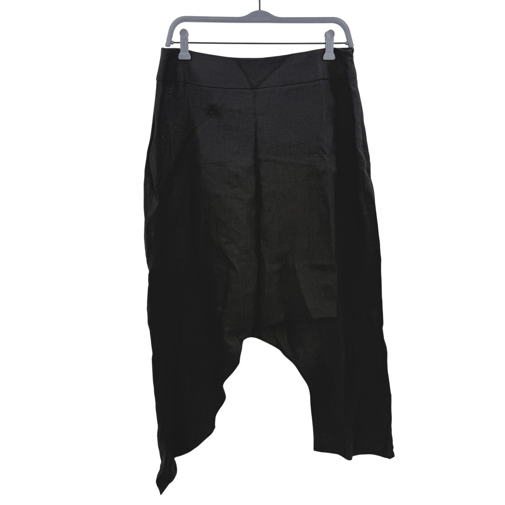 Metamorphoza Black Linen Harem Pants Asymmetric Wrap Drop Crotch Wide Leg Womens